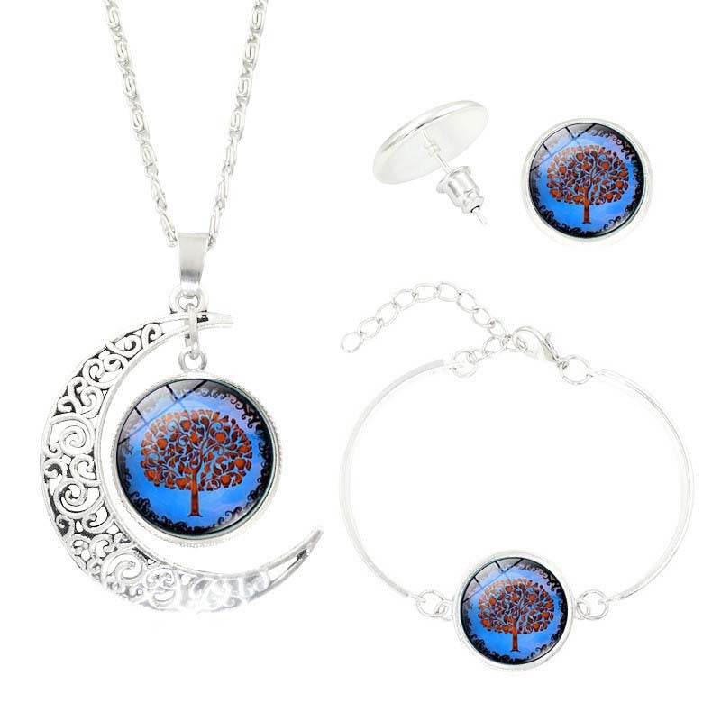 Time Gemstone Earrings & Necklace Set