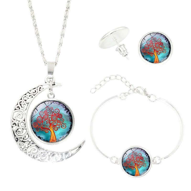 Time Gemstone Earrings & Necklace Set