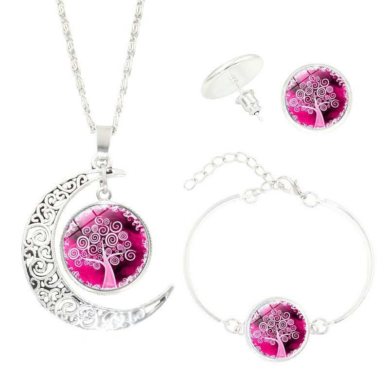 Time Gemstone Earrings & Necklace Set