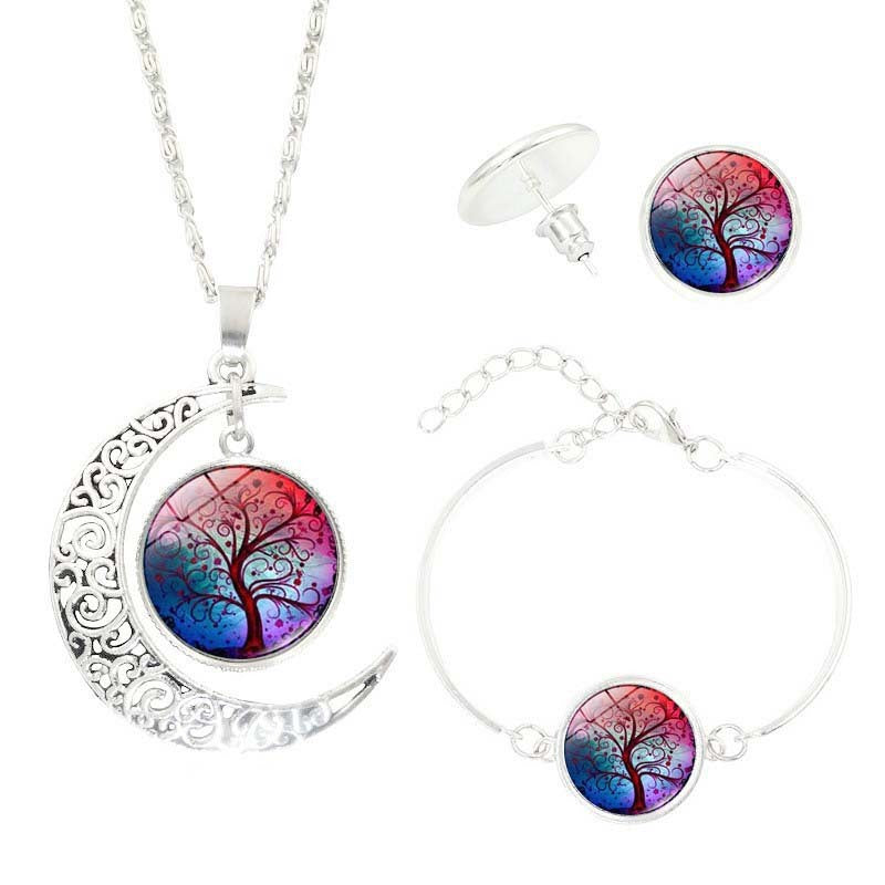Time Gemstone Earrings & Necklace Set