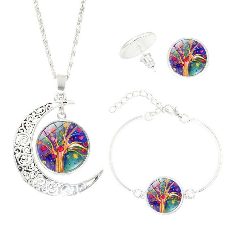 Time Gemstone Earrings & Necklace Set
