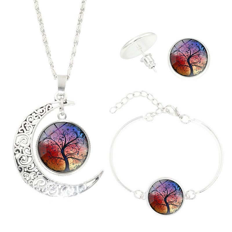 Time Gemstone Earrings & Necklace Set