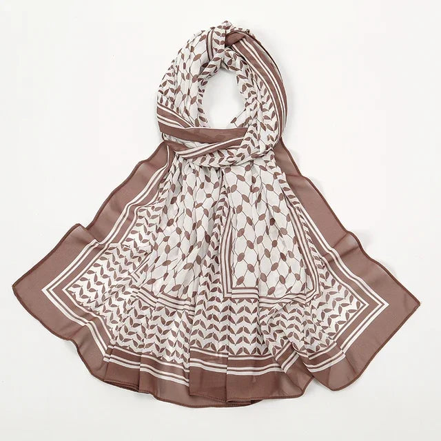 2024 New Print Keffiyeh Scarf Long Chiffon Printed Palestine Keffiyeh Scarf Hijab Muslim Women's Shawl 185*70cm