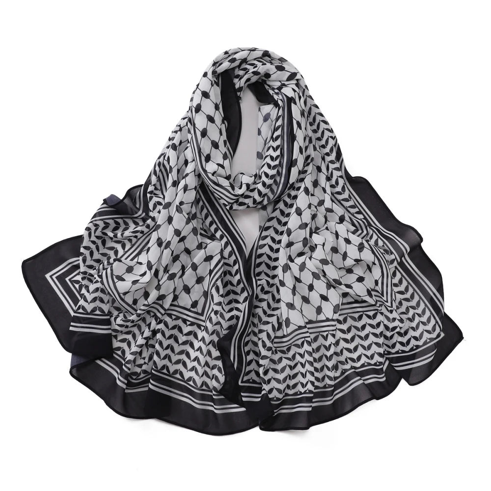 2024 New Printed Chiffon Scarf Arab Keffiyeh Hijab Jersey with Pattern Wholesale Headscarf Muslim Women Pashmina