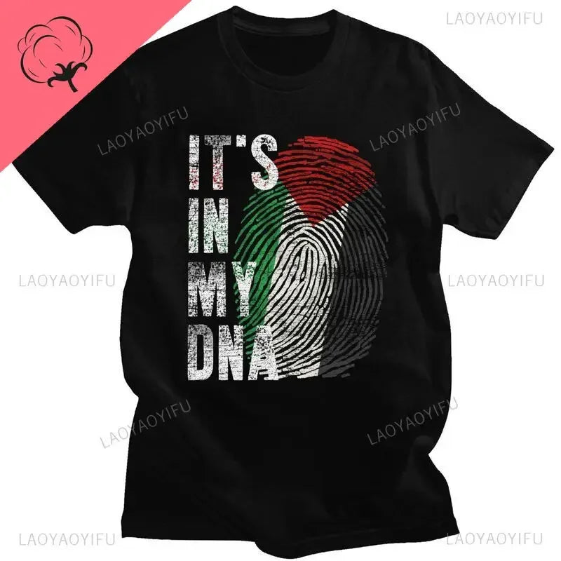 T shirts Mens Palestine T Shirts Love and Peace Short Sleeved Tshirts Cool T-shirt Summer Palestinian DNA Tee Tops Clothing for Men