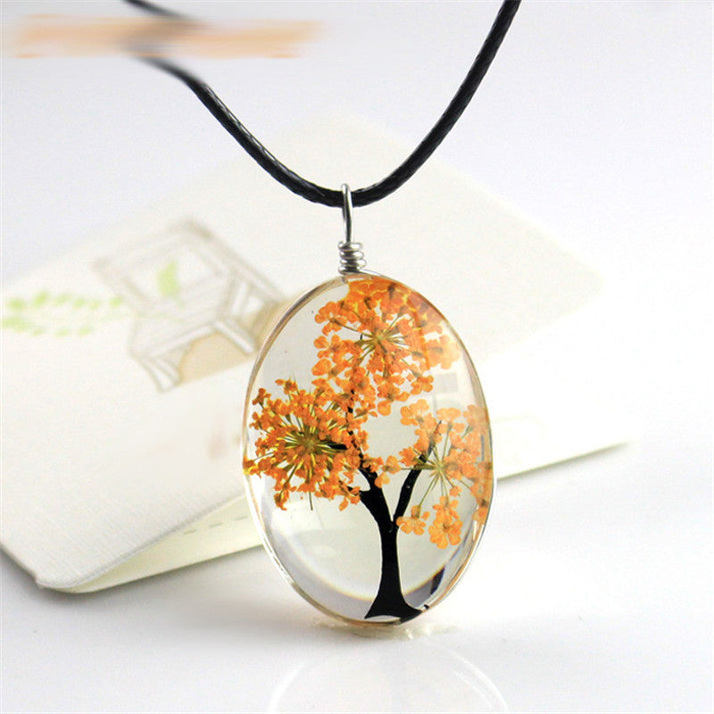 Gypsophila Tree Of Life Necklace Time Gem DIY Glass Jewelry