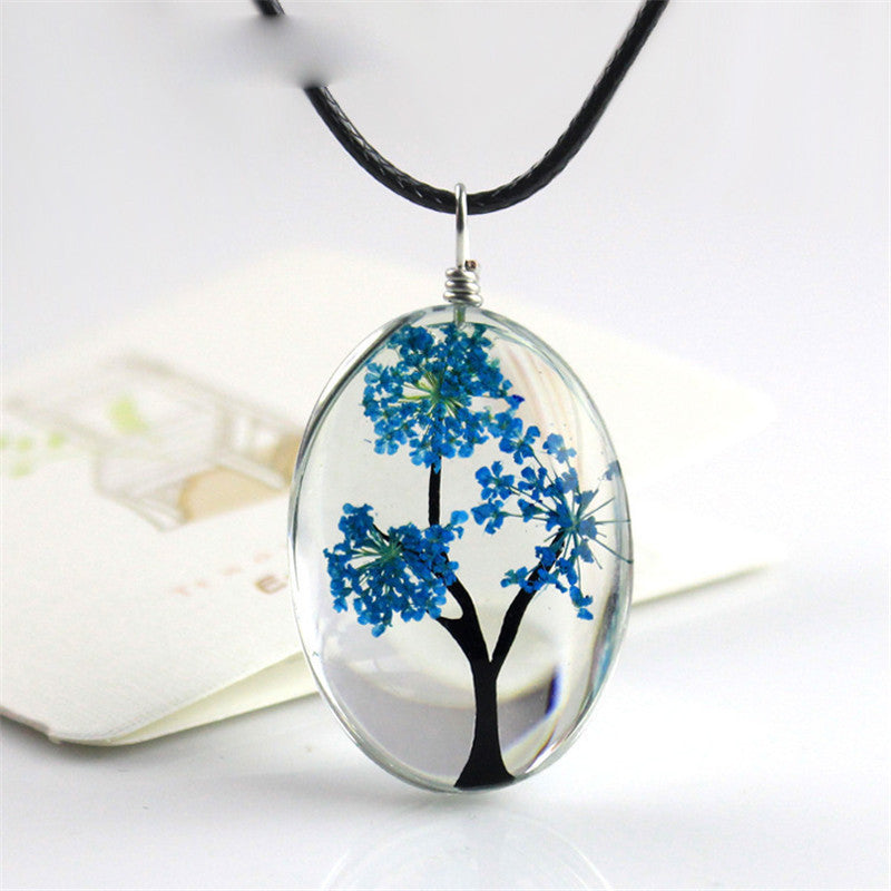 Gypsophila Tree Of Life Necklace Time Gem DIY Glass Jewelry