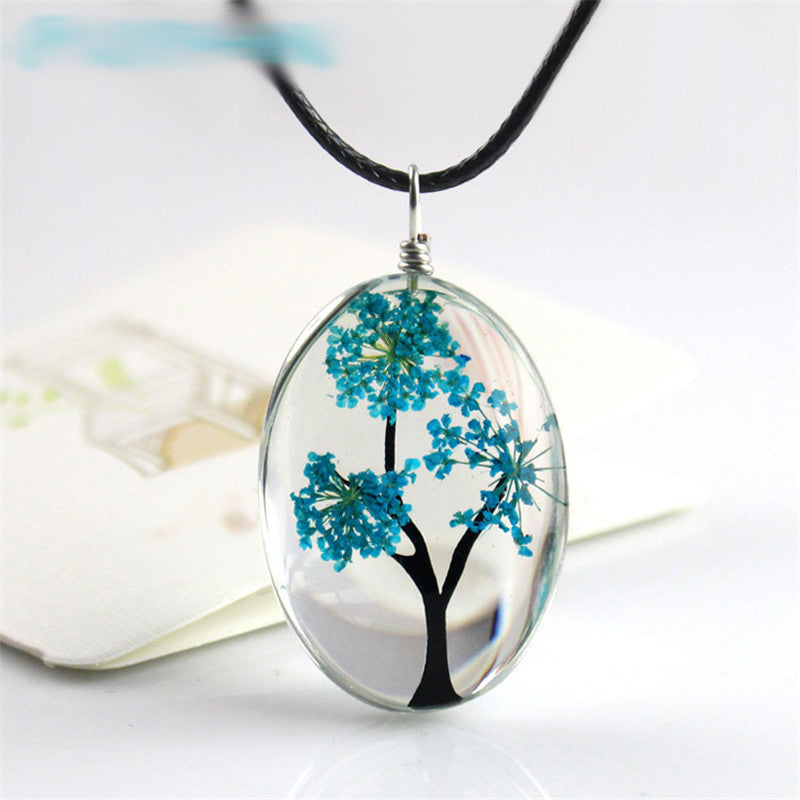 Gypsophila Tree Of Life Necklace Time Gem DIY Glass Jewelry