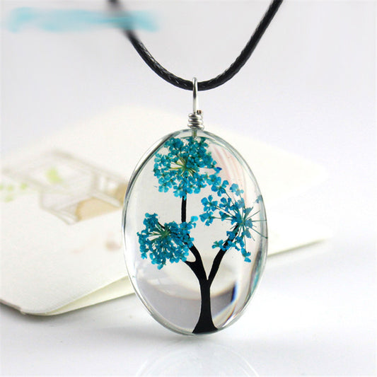 Gypsophila Tree Of Life Necklace Time Gem DIY Glass Jewelry