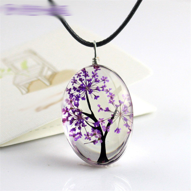 Gypsophila Tree Of Life Necklace Time Gem DIY Glass Jewelry