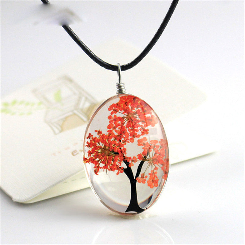 Gypsophila Tree Of Life Necklace Time Gem DIY Glass Jewelry