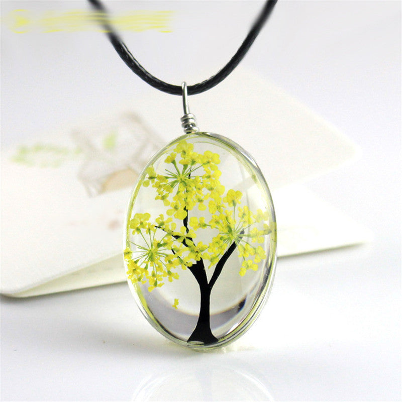 Gypsophila Tree Of Life Necklace Time Gem DIY Glass Jewelry