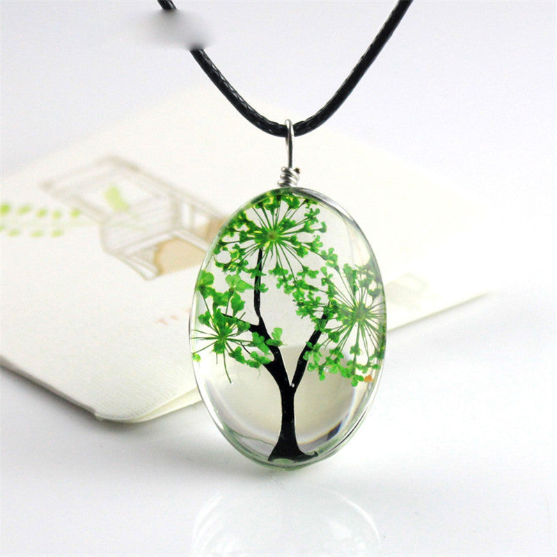 Gypsophila Tree Of Life Necklace Time Gem DIY Glass Jewelry