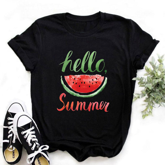 T shirts Watermelon Print Short-sleeved T-shirt Ladies Short-sleeved Top