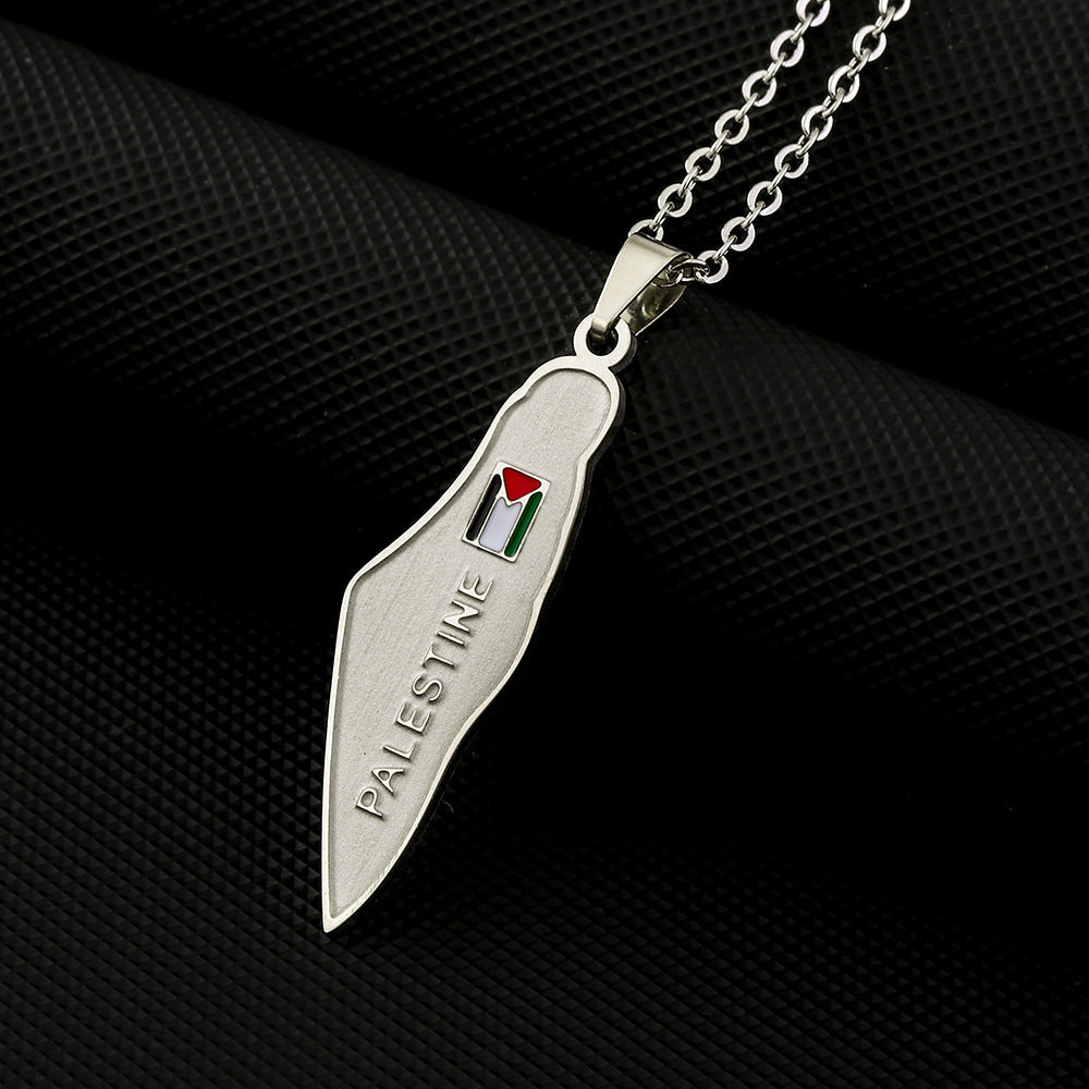 Stainless Steel Israel And Palestine Map Necklace