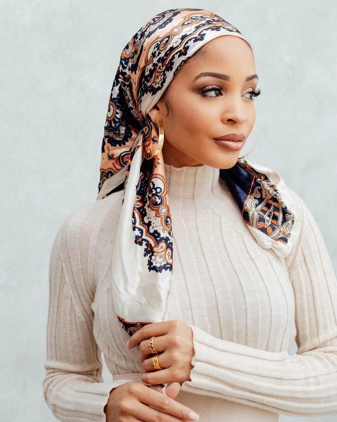 Silk Scarf 90cm Satin Malay Casual Scarf