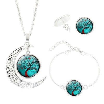 Time Gemstone Earrings & Necklace Set