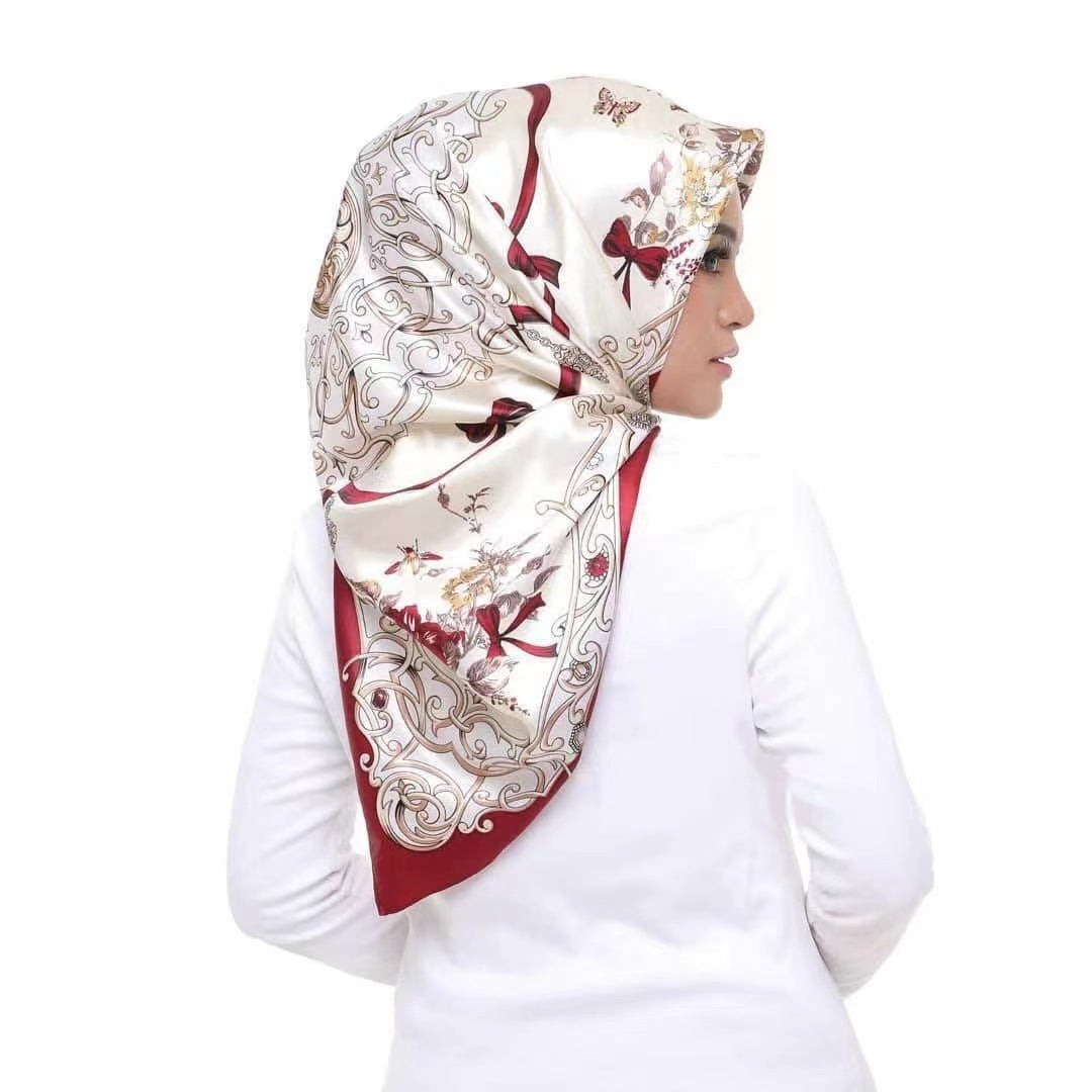 Silk Scarf 90cm Satin Malay Casual Scarf