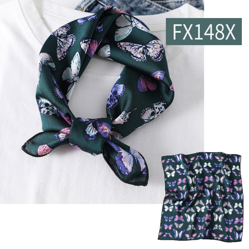Small Square Scarf Women's Silk Scarf Decorative Scarf