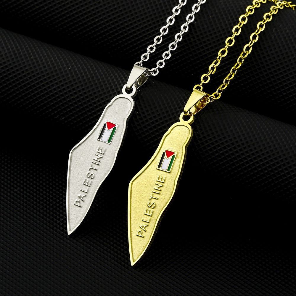 Stainless Steel Israel And Palestine Map Necklace