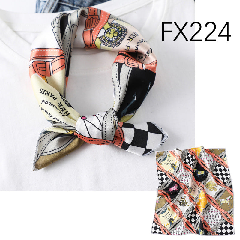 Small Square Scarf Women's Silk Scarf Decorative Scarf