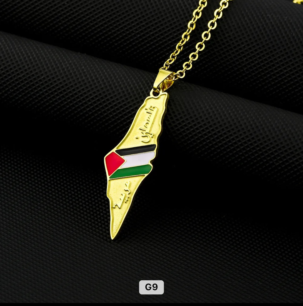 Palestinian Flag Country Outline