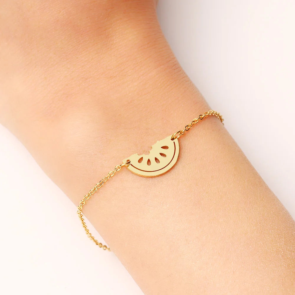 DOTIFI Stainless Steel Bracelet For Women Gold Color Watermelon Pulseira Feminina Lover's Engagement Jewelry