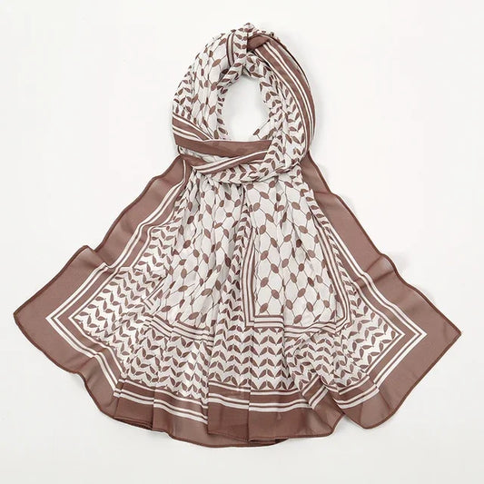 2024 New Print Keffiyeh Scarf Long Chiffon Printed Palestine Keffiyeh Scarf Hijab Muslim Women's Shawl 185*70cm