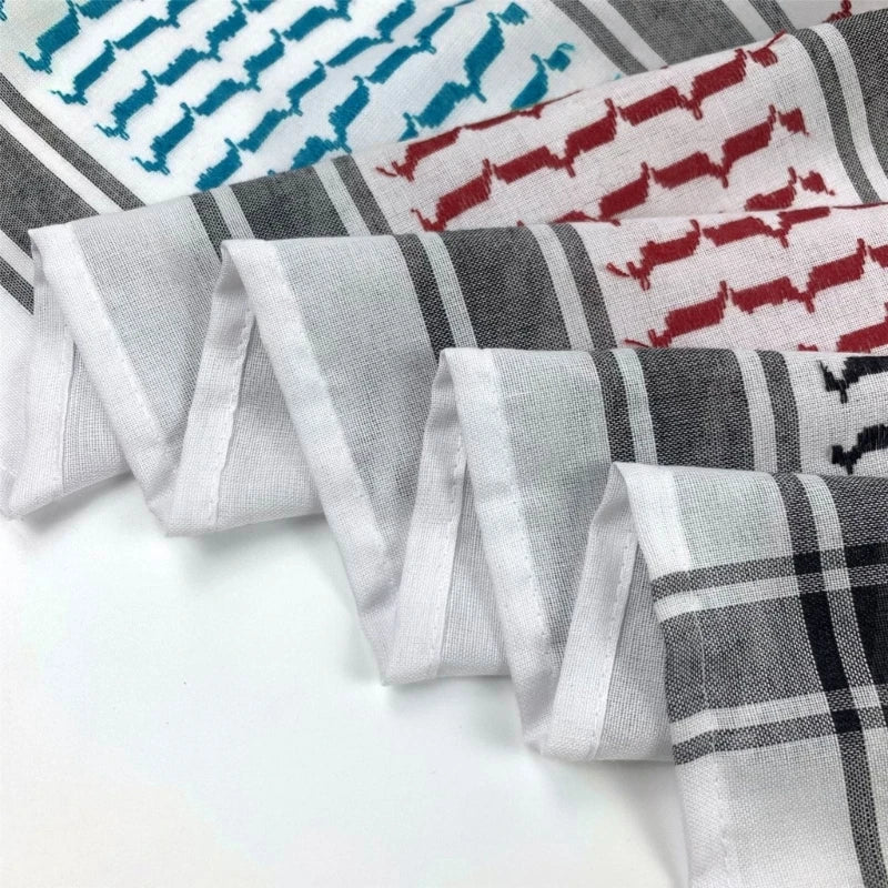 Mens Shemagh Scarves Keffiyeh Square Scarf Geometric Jacquard Arab Headscarf Multifunctional Bandana Shawl Wrap Headwear