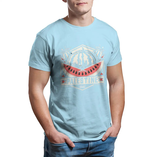 T shirts Watermelon Palestinian Palestine T-Shirts for Men  Cool 100% Cotton Tees O Neck Short Sleeve T Shirt Graphic Printed Clothing