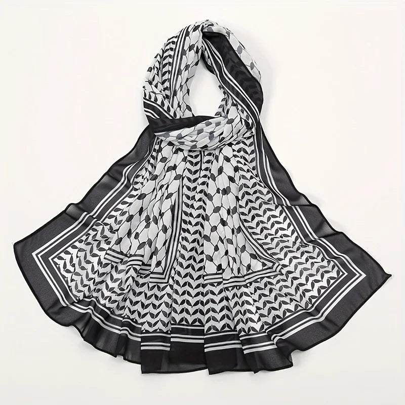 2024 New Keffiyeh Print Chiffon for Muslim Ladies Hijab Keffiyeh Palestine High Quality Hijab Palestinian Scarf 185X70CM