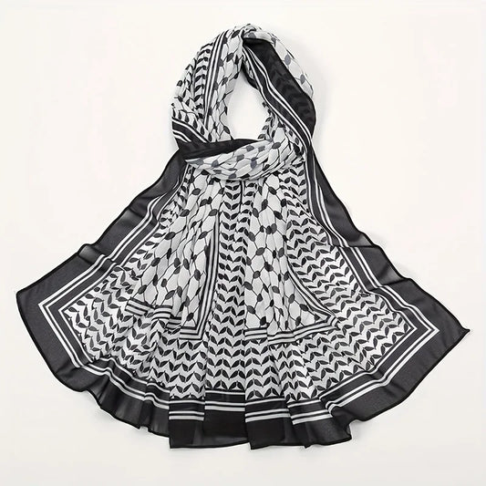 2024 New Keffiyeh Print Chiffon for Muslim Ladies Hijab Keffiyeh Palestine High Quality Hijab Palestinian Scarf 185X70CM