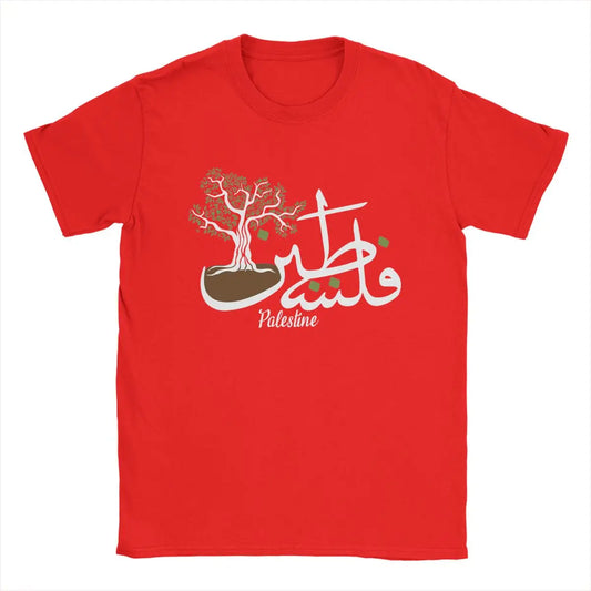 T shirts Men's T-Shirt Palestinian Palestine Tree Funny 100% Cotton Tees Short Sleeve T Shirts O Neck Tops Summer