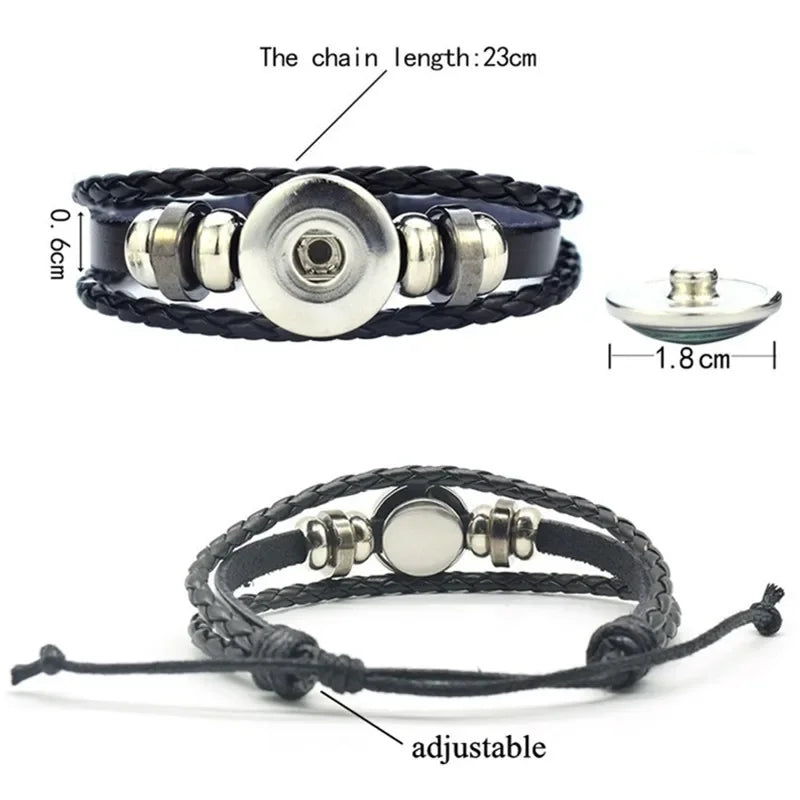 Palestine Flag Time Leather Bracelets Men'S And Women'S Retro Multi-Layered Woven Beaded Bracelet Jewelry Fashion Accessories