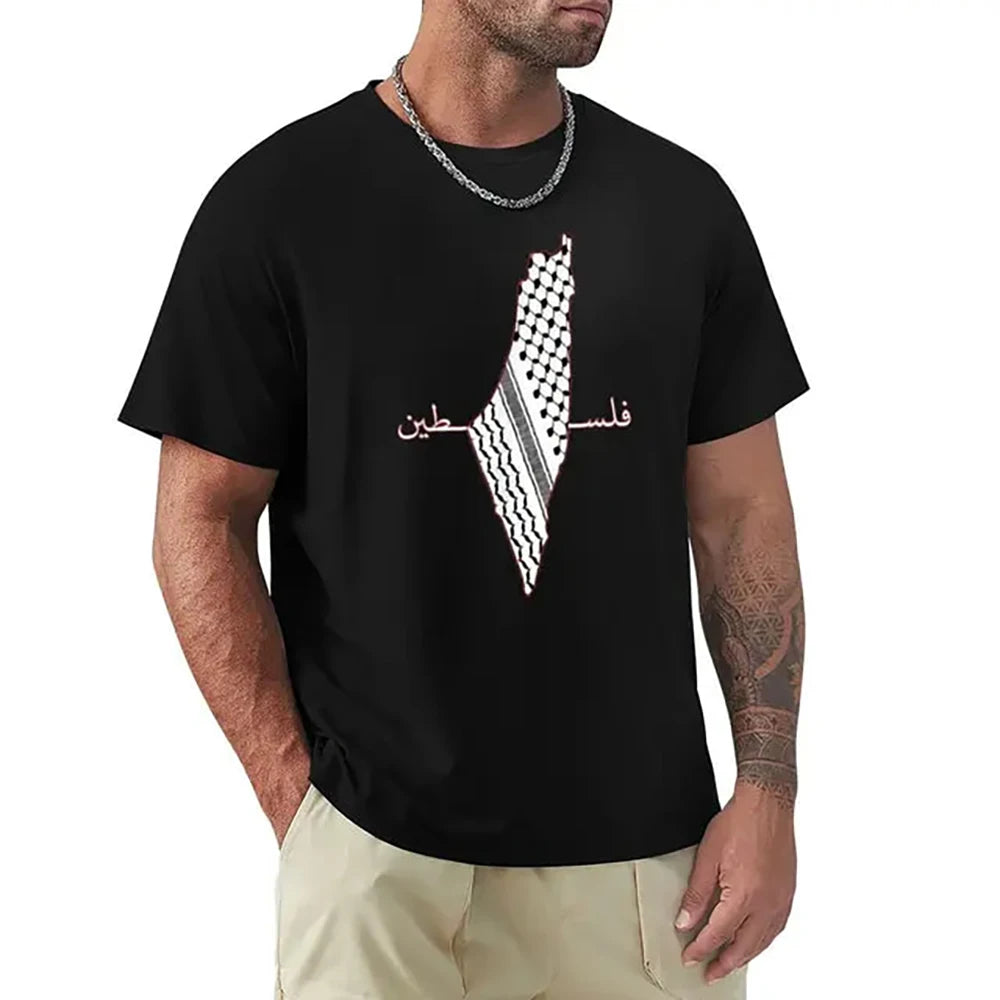 T shirts JRJZ Men's Clothing Kids Palestine Map Print Short Sleeve Casual Cotton T-Shirt For Men Arabic Shemagh Palestine Flag ROLI