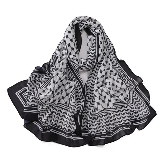2024 New Printed Chiffon Scarf Arab Keffiyeh Hijab Jersey with Pattern Wholesale Headscarf Muslim Women Pashmina