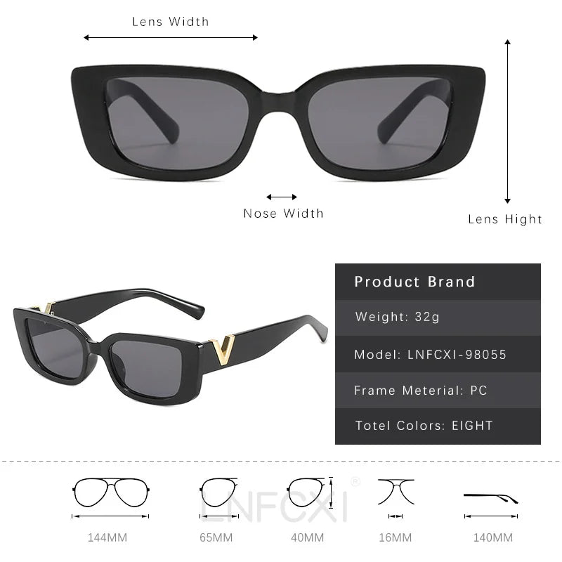 LNFCXI Retro Small Frame Cat Eye Sunglasses for Women Luxury V  Sun Glasses Men Fashion Jelly Sunglasses with Metal Hinges