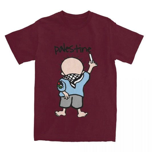 T shirts Funny Palestinian Tshirts Men Crewneck Short Sleeve Clothes Palestine 100%Cotton Summer TopsTops