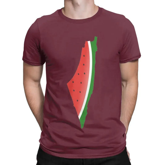 T shirts 100% Cotton Tee Shirt Short Sleeve T Shirt Crewneck Tops Printing Men T-Shirt Watermelon Palestine Palestinian Vintage