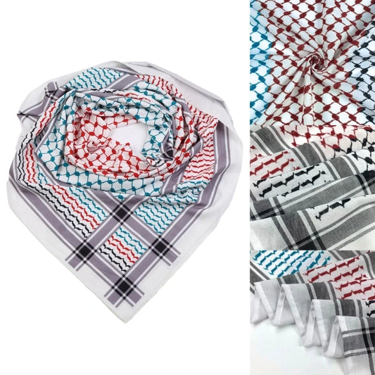 Mens Shemagh Scarves Keffiyeh Square Scarf Geometric Jacquard Arab Headscarf Multifunctional Bandana Shawl Wrap Headwear