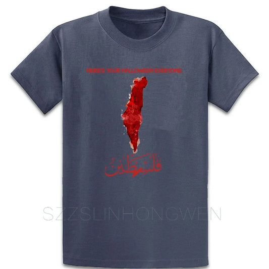 T shirts Palestine Calligraphy Flag With Blood Font T Shirt Summer Style Cotton Designer Formal Size Over Size S-5XL Breathable Shirt