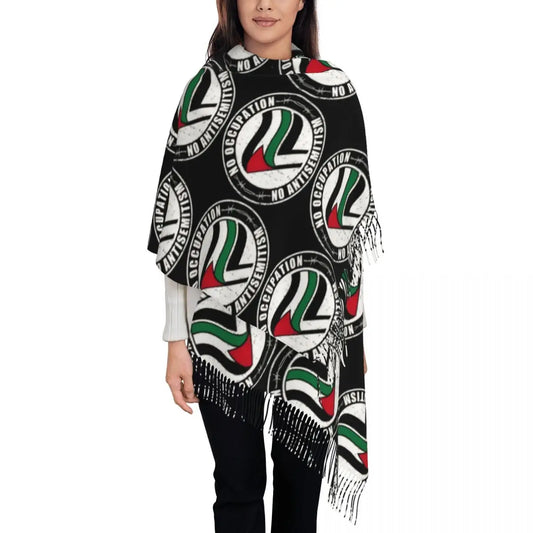 Palestine Flag Palestinian Scarf for Womens Winter Warm Cashmere Shawl Wrap Long Large Scarves with Tassel Lightweight
