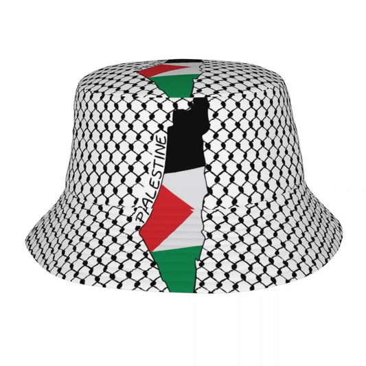 Palestine Flag Map Palestinian Kufiya Hatta Bucket Hat Spring Headwear Keffiyeh Fishing Caps for Outdoor Unisex Session Hats
