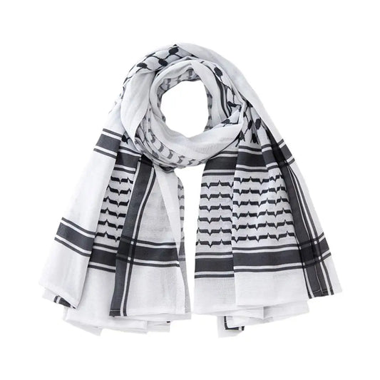Arab Men Hijab Classic Palestine Black White Keffiyeh Square Print Scarf Shemagh Headscarf Islam Saudi Arabia Head Neck Scarves