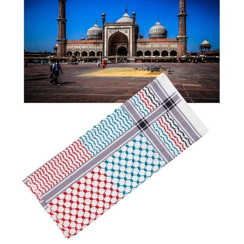 Mens Shemagh Scarves Keffiyeh Square Scarf Geometric Jacquard Arab Headscarf Multifunctional Bandana Shawl Wrap Headwear