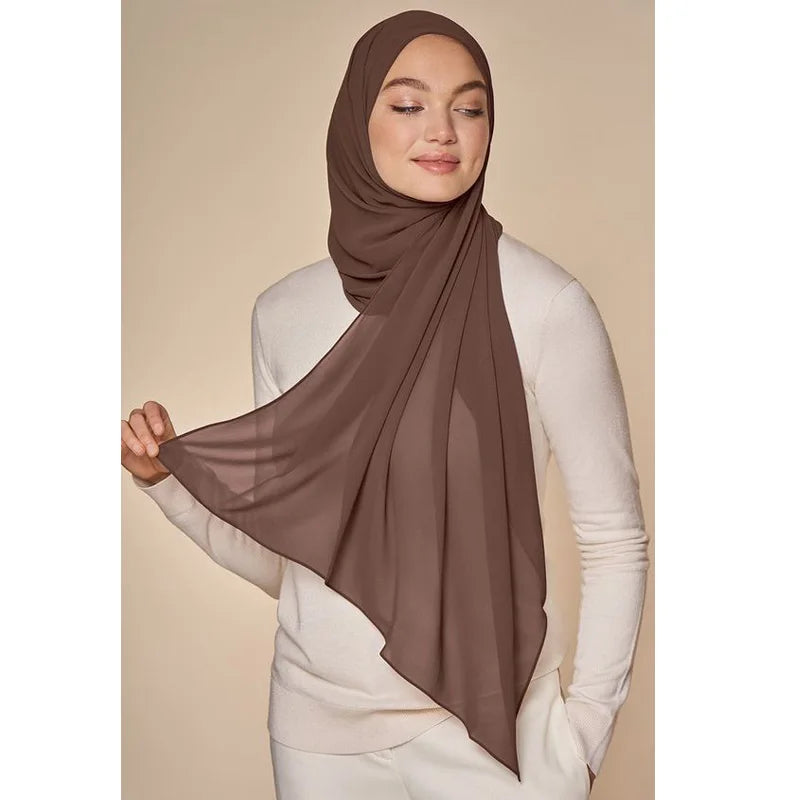 Muslim Chiffon Hijab Scarf Women Long Solid Color Head Wrap For Women