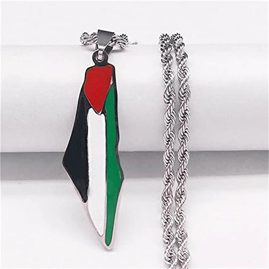 Map Flag Necklaces For Women Men Stainless Steel Gold Color Jewish Chain Necklace Jewelry