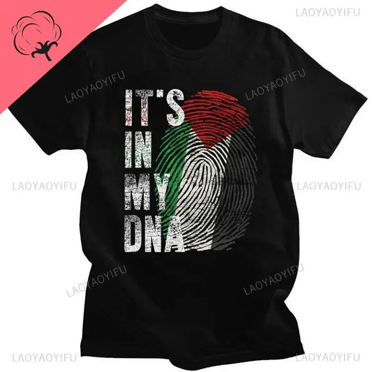 T shirts Mens Palestine T Shirts Love and Peace Short Sleeved Tshirts Cool T-shirt Summer Palestinian DNA Tee Tops  Clothing for Men