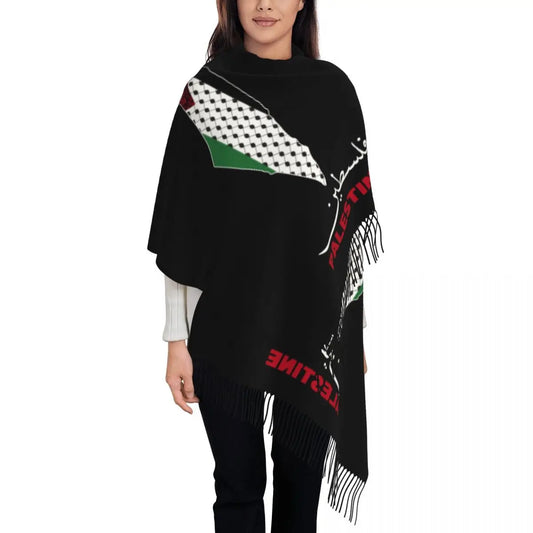 Palestinian Keffiyeh Pattern Women's Tassel Shawl Scarf Fashion Scarf
