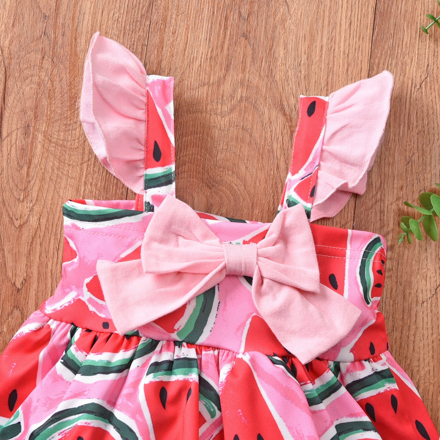Children's Watermelon Print One-piece Romper Dress